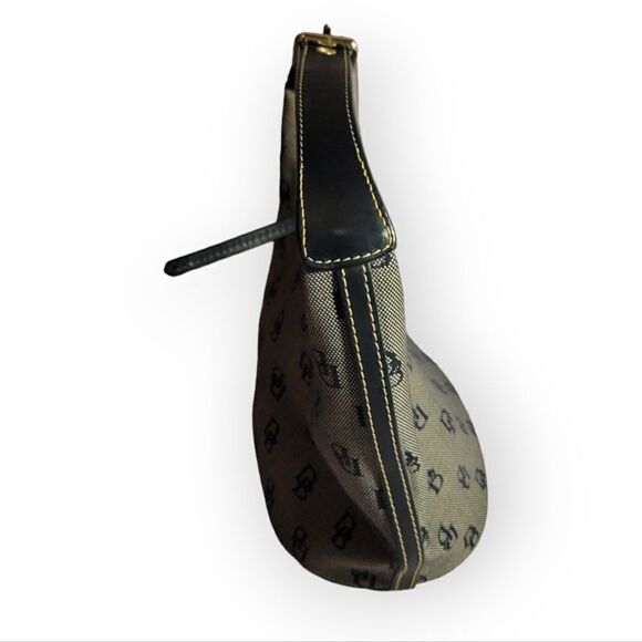 Dooney & Bourke Small Jaquard Canvas Hobo Bag Logo Black Grey - Picture 4 of 10